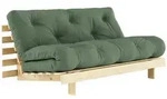 Karup - Roots Schlafsofa, 160 x 200 cm, Kiefer natur / olivgr&uuml;n (756)