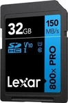 Lexar LSD0800P032G-BNNNG, Lexar SDHC PRO Blue Series - 800x 150MB/s UHS-1 V10 32 GB