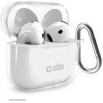 Sbs TPU Case f&uuml;r AirPods 4 transparent Schutzh&uuml;lle mit Metallkarabiner