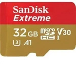 SanDisk extreme, microSDHC, Class 10, UHS-I, U3, A1, V30, 100MB/s + Adapter 32 GB