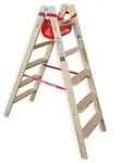 Euroline Holz Stufenstehleiter mit Comfort-Stufen mit Werkzeugablage 2x5 Stufen