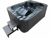 Home Deluxe Outdoor Whirlpool BLACK MARBLE - Mit Treppe und Thermoabdeckung