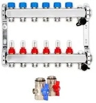 Heizkreisverteiler PREMIUM 6-fach mit Durchflussmesser und Kugelhahn-Set