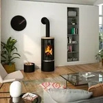 ORANIER Kaminofen Arena 2.0 Korpus Stahl schwarz, Abdeckplatte Sandstein 7 kW