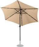 Dema Alu-Sonnenschirm Gartenschirm Solar LED Beleuchtung Garten Schirm beige &Oslash;...