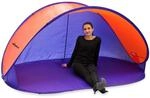 Dema Strandmuschel Pop Up Strandzelt Sonnenschutz Windschutz orange/blau Wurfzelt