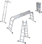 Krause Corda Aluleiter 4in1 Multifunktion 4x3 Mehrzweckleiter mit Plattform-Set