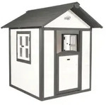 Kinder Holzhaus Sunny Grau/Wei&szlig; mit Roter Rutsche - 260 x 167 x 190 cm -...