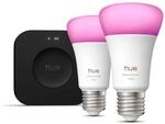 Philips Hue Starter Set - mit Bridge Pro und 2 White and Color Ambiance E27 Lampen +