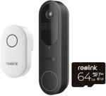 Reolink D340B Battery Video Doorbell mit Chime - Schwarz