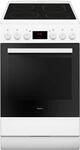 SHC 903 001 W Elektroherd mit Glaskeramikfeld wei&szlig;, 65 l, schnelles Vorheizen, 50 cm