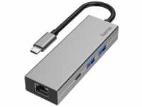 USB-C-Multiport 4 Ports 2x USB-A, USB-C, LAN/Ethernet grau