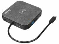 USB-C-Hub 12 Ports mit Wireless Charging grau/schwarz