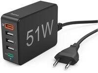 Ladestation 5-fach (51W) 1xQC3.0, 3xUSB-A, 1xUSB-C PD schwarz