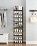 SONGMICS Schuhregal mit 10 Ebenen, offener Schuhschrank hoch, Schuhst&auml;nder schmal,