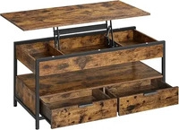 VASAGLE Couchtisch, h&ouml;henverstellbar, mit Schubladen, 50 x 100 x (48-63) cm
