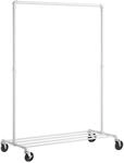 SONGMICS Kleiderst&auml;nder mit Rollen Kleiderstange und Ablage wei&szlig; HSR061W01