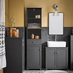 SoBuy BZR17 Badezimmer Hochschrank Badregal Badezimmerschrank mit 3 offenen...