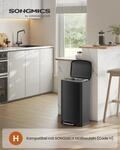SONGMICS M&uuml;lleimer, 30 l, mit Pedal aus Stahl, Inneneimer und Deckel, Griff,
