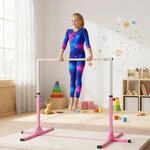 HOMCOM Gymnastikstange f&uuml;r Kinder, h&ouml;henverstellbar Turnreck Reckstange, Reck