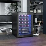 HOMCOM-Weink&uuml;hlschrank-Metall, Hartglas-43B x 45T x 64H cm-Schwarz