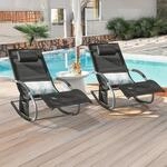 SoBuy OGS28x2 Sonnenliege 2-er Set Gartenliege schuakel mit Tasche und Kopfkissen