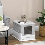 PawHut Katzenklo mit Deckel Katzentoilette mit Haube Schaufel ausziehbares Tablett