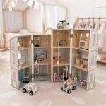 Mamabrum Gro&szlig;e Holz-Feuerwehrstation Polizeistation Set XXL f&uuml;r Jungen...