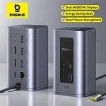 Baseus 12-in-1 USB C HUB auf HDMI 4K@60Hz Dual Display USB 3.2 Adapter mit RJ45...
