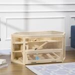 PawHut Hamsterk&auml;fig aus Holz 3 Etagen Nagarium Nagerk&auml;fig Kleintierk&auml;fig mit
