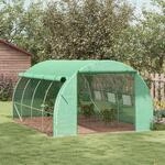 Outsunny Foliengew&auml;chshaus Polytunnel 3,97 x 3 x 2 m Abdeckungen aufrollbar Gr&uuml;n