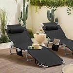 SoBuy OGS35x2 2-er Set Gartenliege mit Tasche und Kopfkissen luftig klappbar