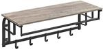VASAGLE Wandgarderobe mit Ablage, Wandregal, mit 5 abnehmbaren Haken,...