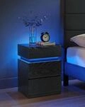 VASAGLE Nachttisch mit LED-Beleuchtung, Beistelltisch, einstellbare Farben, Sofatisch