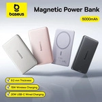 Baseus 5000 mAh magnetische Powerbank, 15 W, kabellos, 20 W, kabelgebunden, d&uuml;nn,
