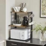 SoBuy KCR08-PF Mikrowellenhalter Regal K&uuml;chenregal mit 2 Ablagen und 2