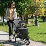 PawHut Hundewagen Hundebuggy klappbar f&uuml;r kleine Hunde bis 10 kg 3 gro&szlig;e