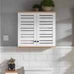SoBuy BZR42-W H&auml;ngeschrank mit Lamellent&uuml;ren Wandschrank Badh&auml;ngeschrank
