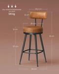 VASAGLE EKHO Kollektion - 360&deg; drehbarer Barhocker, 2er Set, Hocker mit...