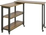 SoBuy FWT83 L-f&ouml;rmiger Beistelltisch mit 2 Ablagen Sofatisch mit Rollen