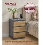 VASAGLE Nachttisch mit Steckdosenleiste,2er Set,Beistelltisch,3 Schubladen,2