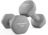 SONGMICS Hanteln, 2er Set, 2 x 5 kg, Hantelset, Kurzhanteln, Hexagon,