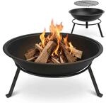 55cm Garten-Feuerstelle mit Gitter, Pulverbeschichteter Stahl, f&uuml;r Terrasse und