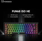Akko MonsGeek FUN68 HE ISO DE Magnetische Tastatur 69 Tasten 65% Layout Schwarze