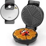 Aigostar Waffeleisen f&uuml;r 5 Herz-Waffeln, 1000W, 19 cm Antihaft-Platten,...