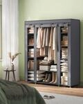 SONGMICS Kleiderschrank, Stoffschrank, 12 mit Kleiderstange und Ablagen, Stabiler
