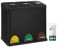 SONGMICS M&uuml;lleimer K&uuml;che, 3 x 8 L, kleine Kapazit&auml;t, M&uuml;lltrennsystem 3 F&auml;cher,