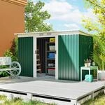Outsunny Ger&auml;tehaus Gartenhaus mit Schiebet&uuml;r Outdoor Stahl Dunkelgr&uuml;n