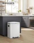 SONGMICS 40L M&uuml;lleimer mit 2 F&auml;chern, 2 x 20L, Abfalleimer, Treteimer aus Metall