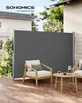 SONGMICS Alu-Seitenmarkise, ausziehbar, 180 x 350 cm, Blickdicht, Sonnenschutz,